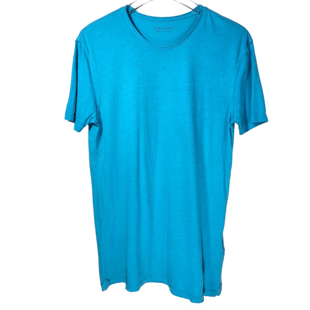 All Saints Cotton Round Neck Short Sleeve TShirt in Blue